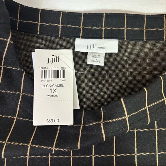 NWT J Jill Ponte Black Long Sleeve Shirt with Beige Lines Size 1X Y0485 - Picture 6 of 7